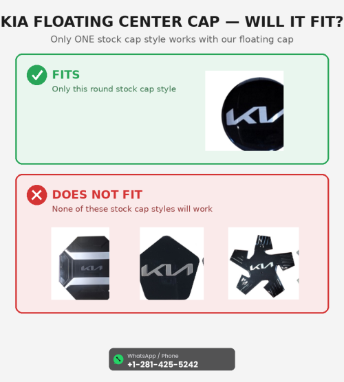 58mm Floating Center Caps for KIA — New Logo, LED Light, Self-Leveling