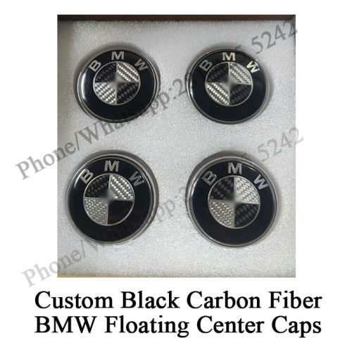 Custom Black BMW Floating Center Caps 56mm 68mm