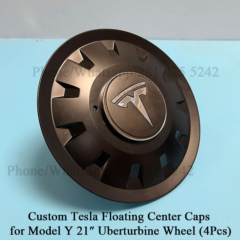 Custom Tesla Floating Center Caps for Model Y 21" Uberturbine Wheel (4Pcs)