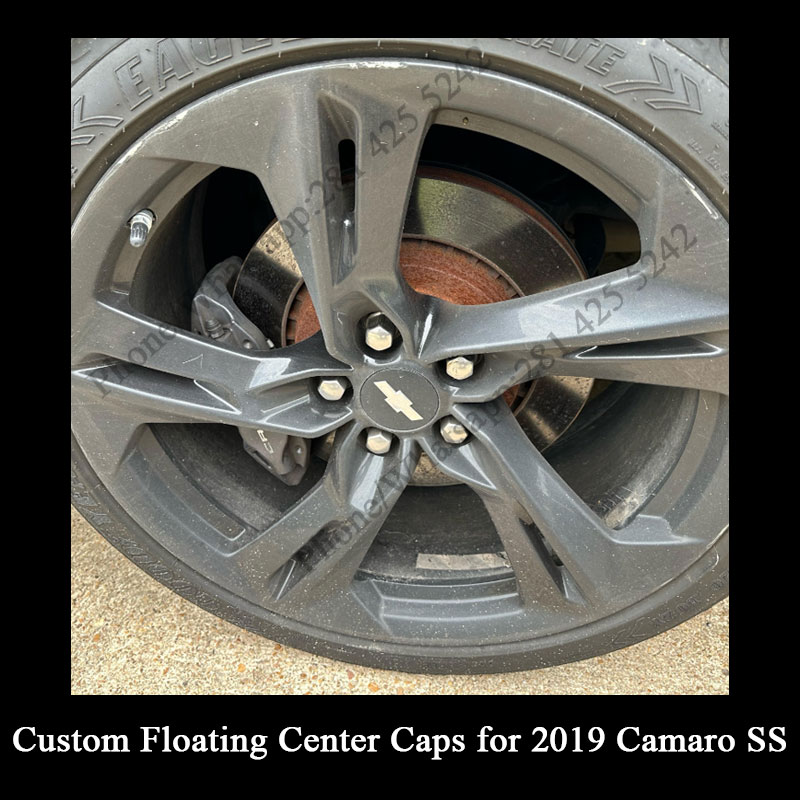 Custom Floating Center Caps for 2019 Camaro SS (Black with Red)